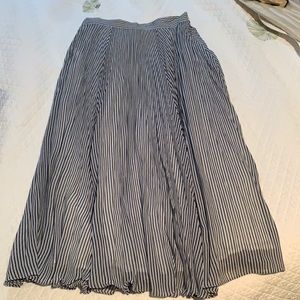 Small Anthropologie navy blue, light blue and white pinstriped maxi skirt